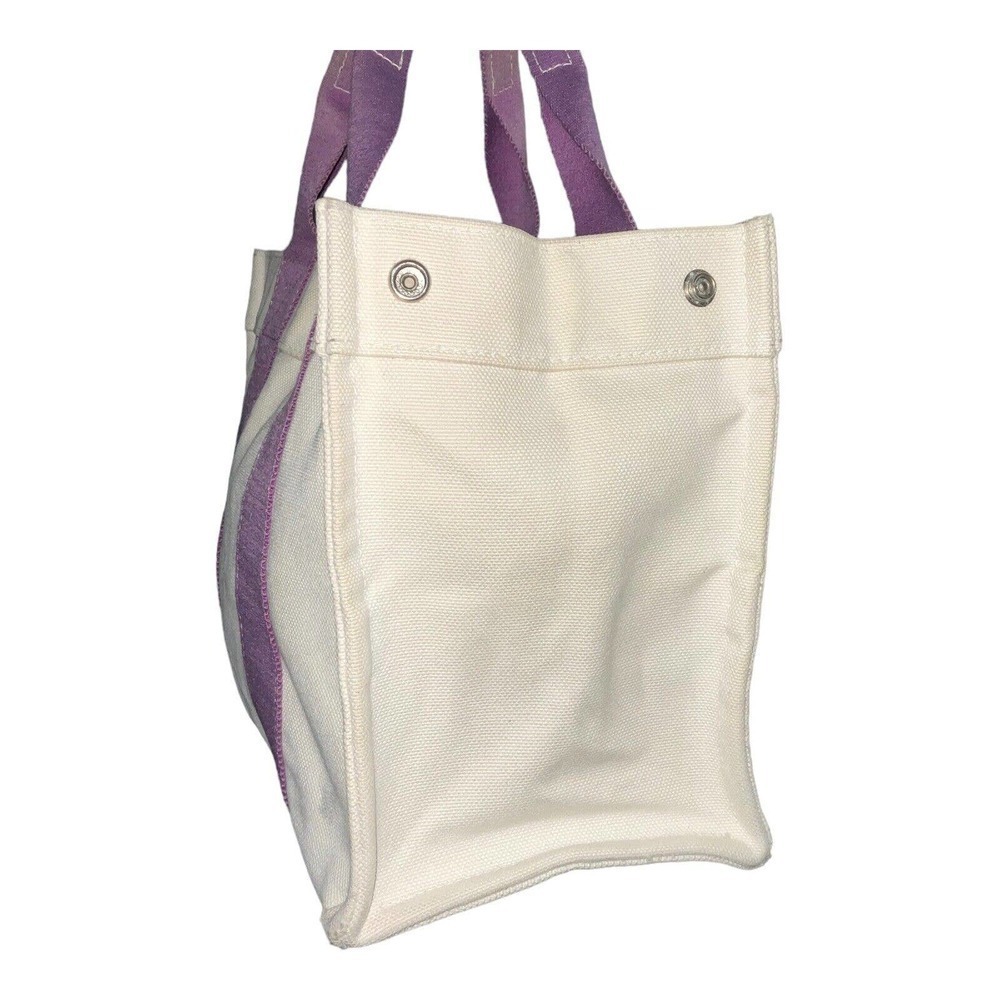 Hermes Bora Bora Canvas Tote Bag Ivory Purple - Picture 5 of 15